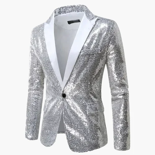 Veste de soirée homme style smoking, motif géométrique brillant, idéale pour fêtes et événements élégants - Image 13