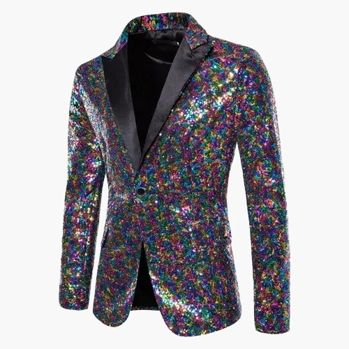 Veste de soirée homme style smoking, motif géométrique brillant, idéale pour fêtes et événements élégants - Image 19