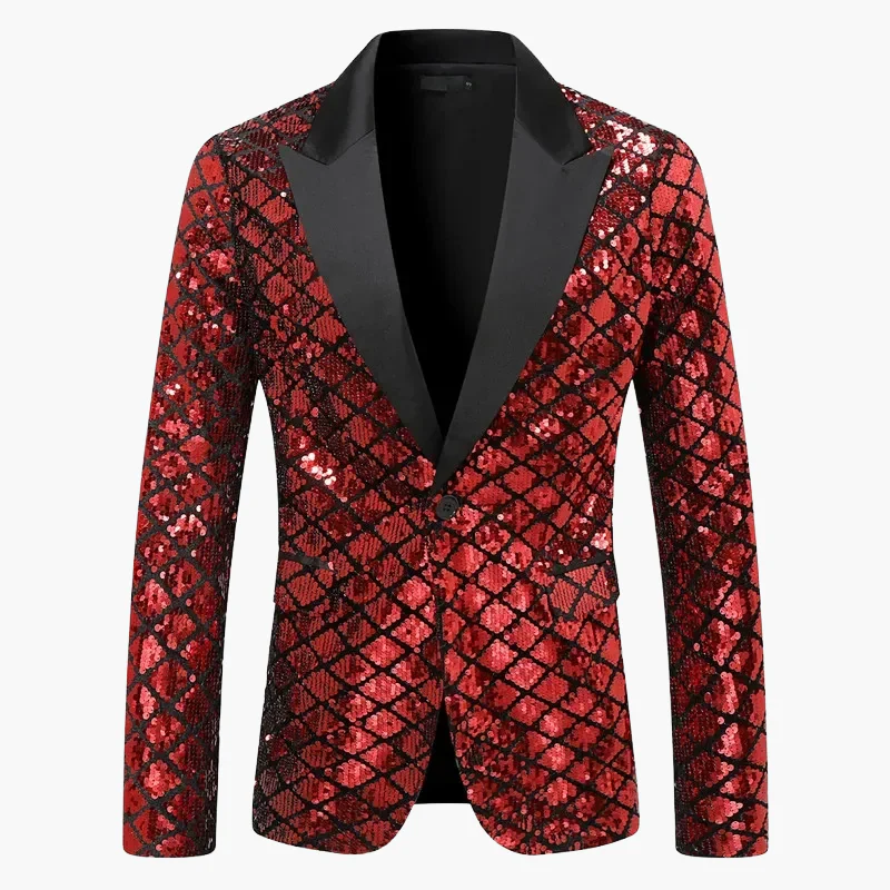 Veste de soirée homme style smoking, motif géométrique brillant, idéale pour fêtes et événements élégants - Image 4