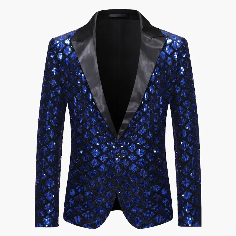 Veste de soirée homme style smoking, motif géométrique brillant, idéale pour fêtes et événements élégants - Image 5