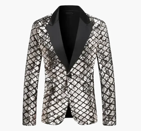 Veste de soirée homme style smoking, motif géométrique brillant, idéale pour fêtes et événements élégants - Image 7