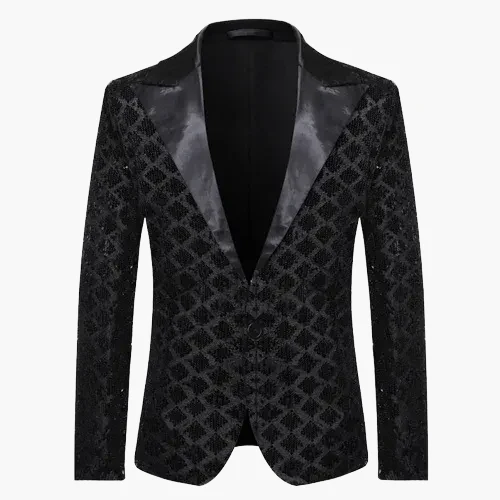Veste de soirée homme style smoking, motif géométrique brillant, idéale pour fêtes et événements élégants - Image 8