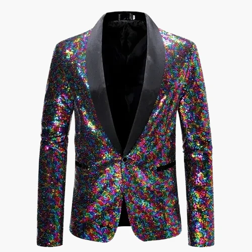 Veste de soirée homme style smoking, motif géométrique brillant, idéale pour fêtes et événements élégants - Image 9