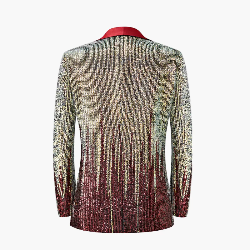 Veste de soirée homme style smoking pailletée à col contrasté, idéale pour fêtes et spectacles - Image 6