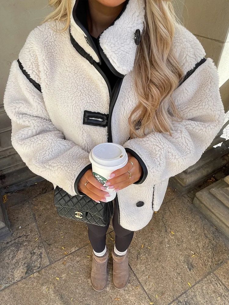 Veste Surdimensionnée Femme Style Urbain Élégant pour Automne et Hiver - Image 3