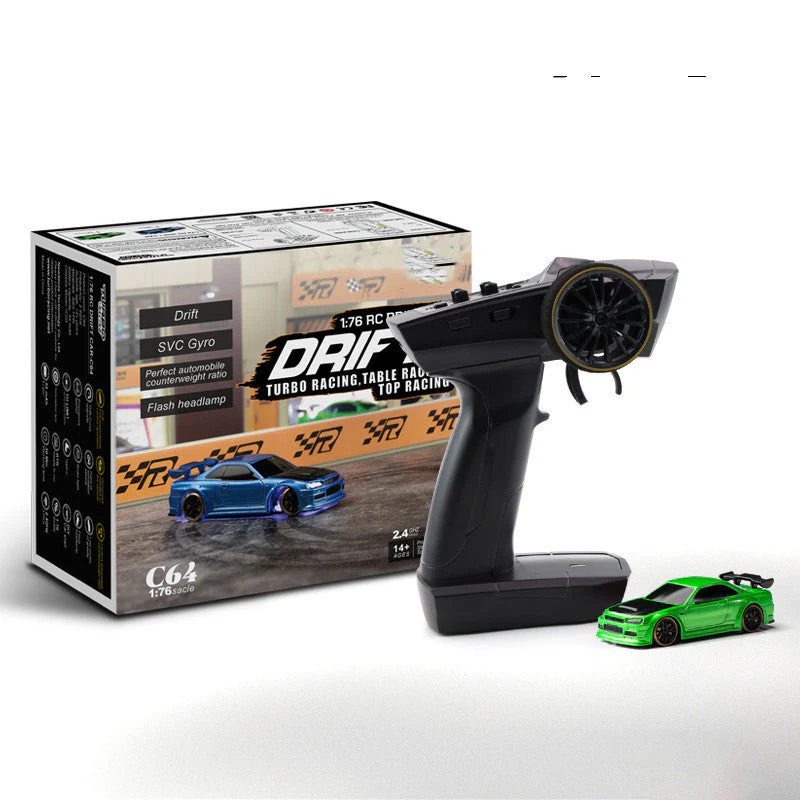 Voiture RC Drift 1:76 pour adultes et adolescents – Modèle C64, style turbo, idéale pour course sur table et drift - Image 6