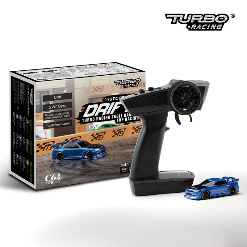 Voiture RC Drift 1:76 pour adultes et adolescents – Modèle C64, style turbo, idéale pour course sur table et drift - Image 7