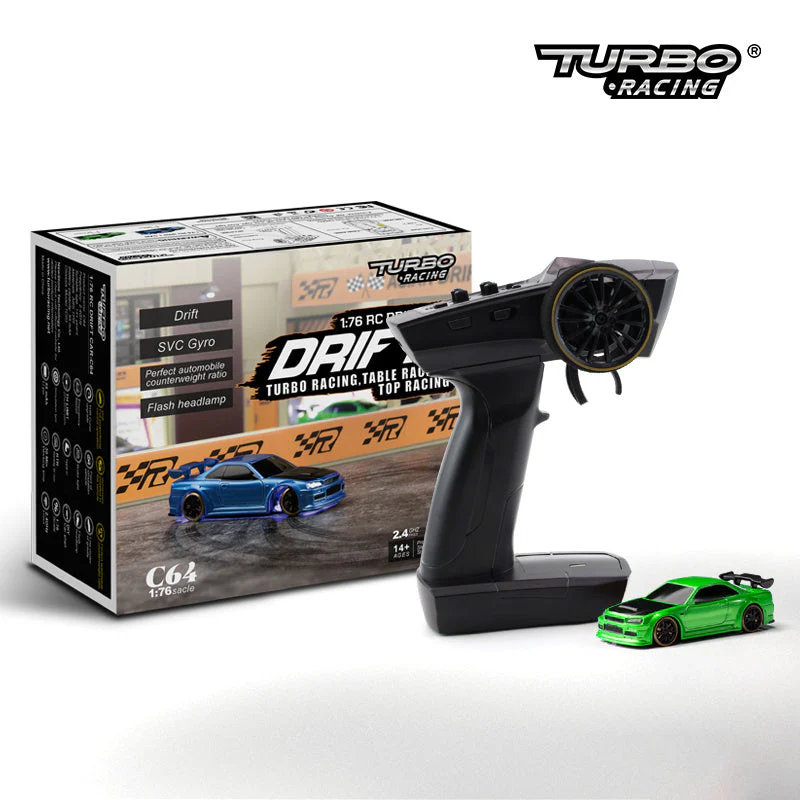 Voiture RC Drift 1:76 pour adultes et adolescents – Modèle C64, style turbo, idéale pour course sur table et drift - Image 8